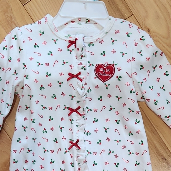 NWT Little Me Baby Christmas Candy Cane Long Sleeve Footie & Hat Size 6 Months - Picture 5 of 6